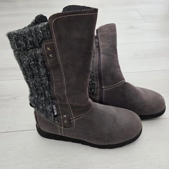 Muk Luks Womens 9 Gray Boots Shoes Lila Sherpa Fleece Lining Winter - Picture 1 of 8
